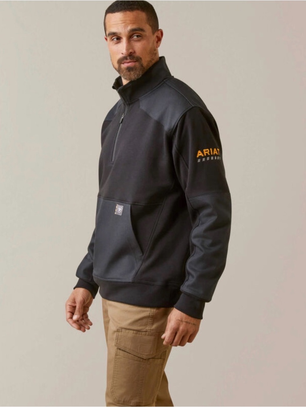 Ariat Rebar Men’s 1/4 Zip Work Sweatshirt Black Outdoor Construction Size XXL T